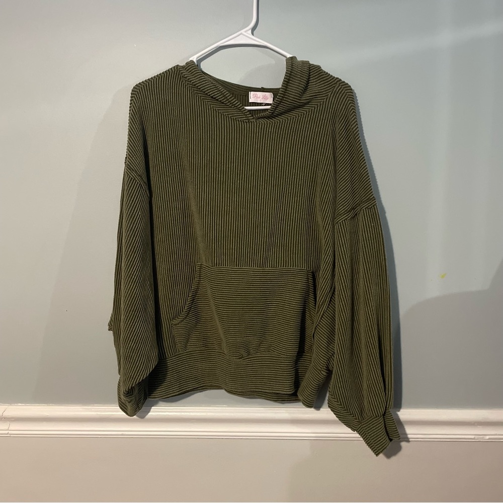 NWOT Pink Lily Ribbed Hoodie | Size: Small - Picture 1 of 3